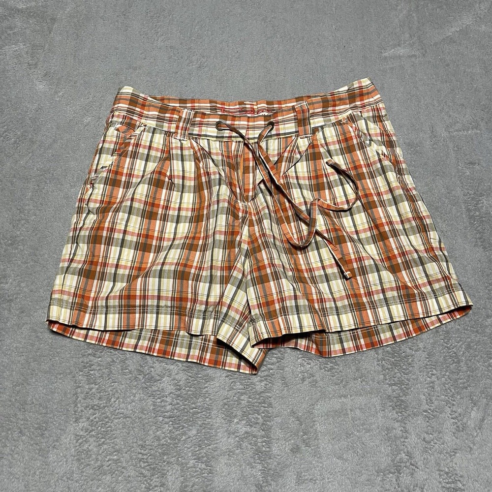 Tommy Bahama Relax Shorts Womens 6 Orange‎ Plaid Drawstring Beach
